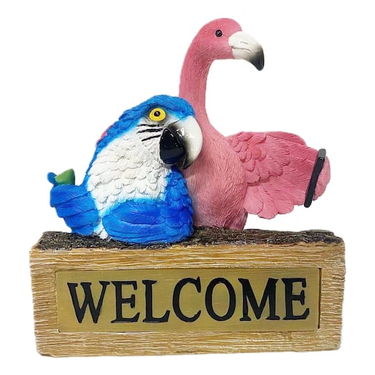 Santa's Workshop 9" Flamingo and Parrot Solar Powered Accent